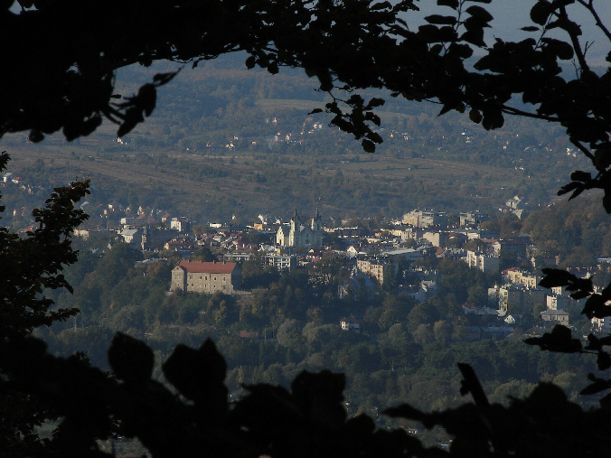 Widok na sanocki zamek z "Orlich Skałek"